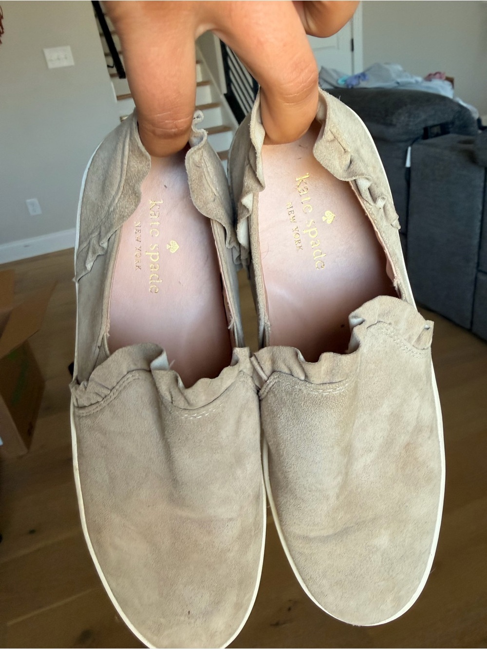 kate spade Taupe Suede Slip-On Sneakers